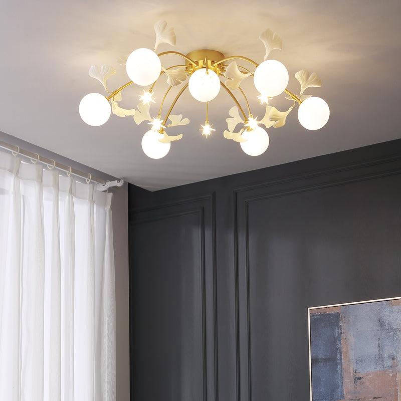 Olivia Metallo/Ceramica Bianoc/Oro Multi Globi Nordiche Plafoniere