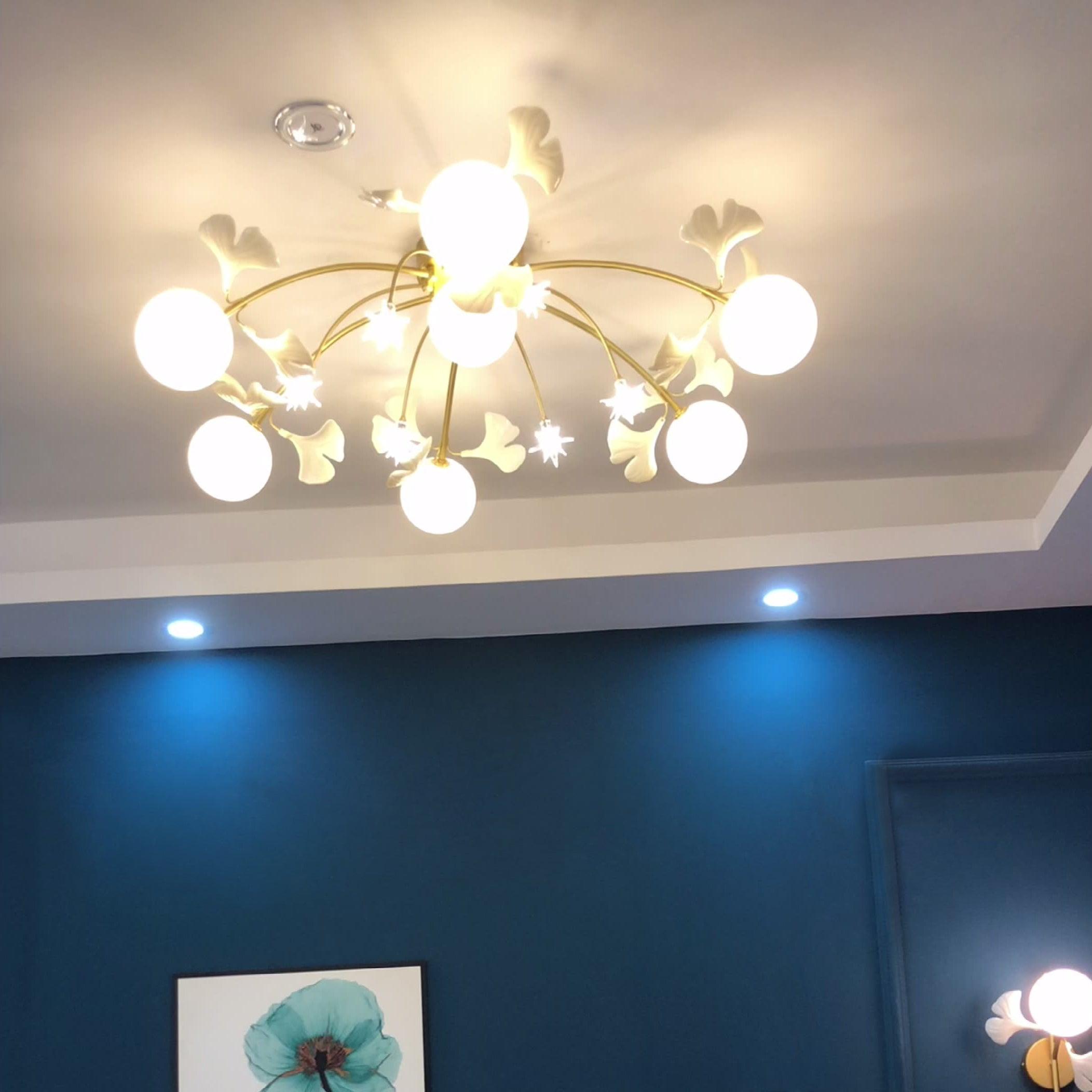 Olivia Metallo/Ceramica Bianoc/Oro Multi Globi Nordiche Plafoniere