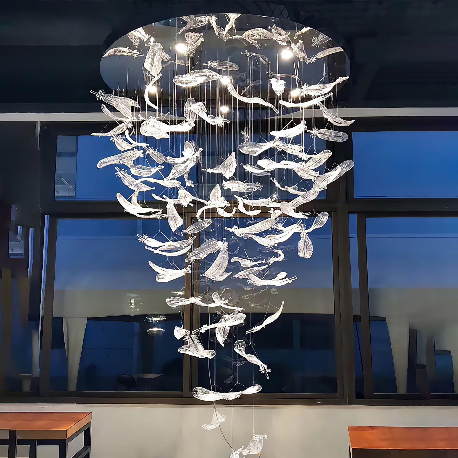 Aetherial Glass Leaf Chandelier - Blowlighting
