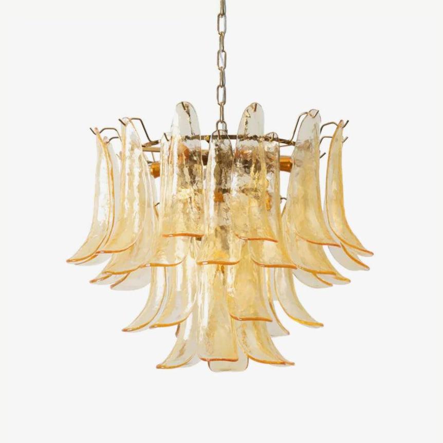 Aurora Chandelier Murano Glass Leaf Golden - Blowlighting