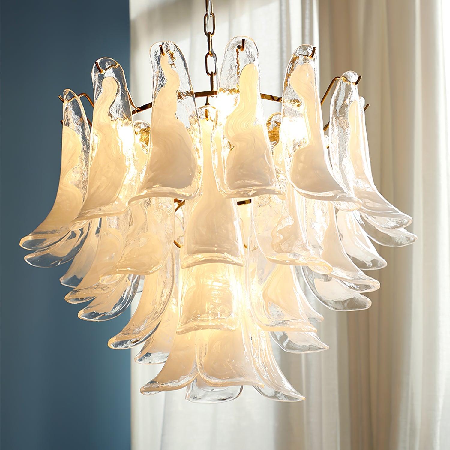 Aurora Chandelier Murano Glass Leaf Golden - Blowlighting