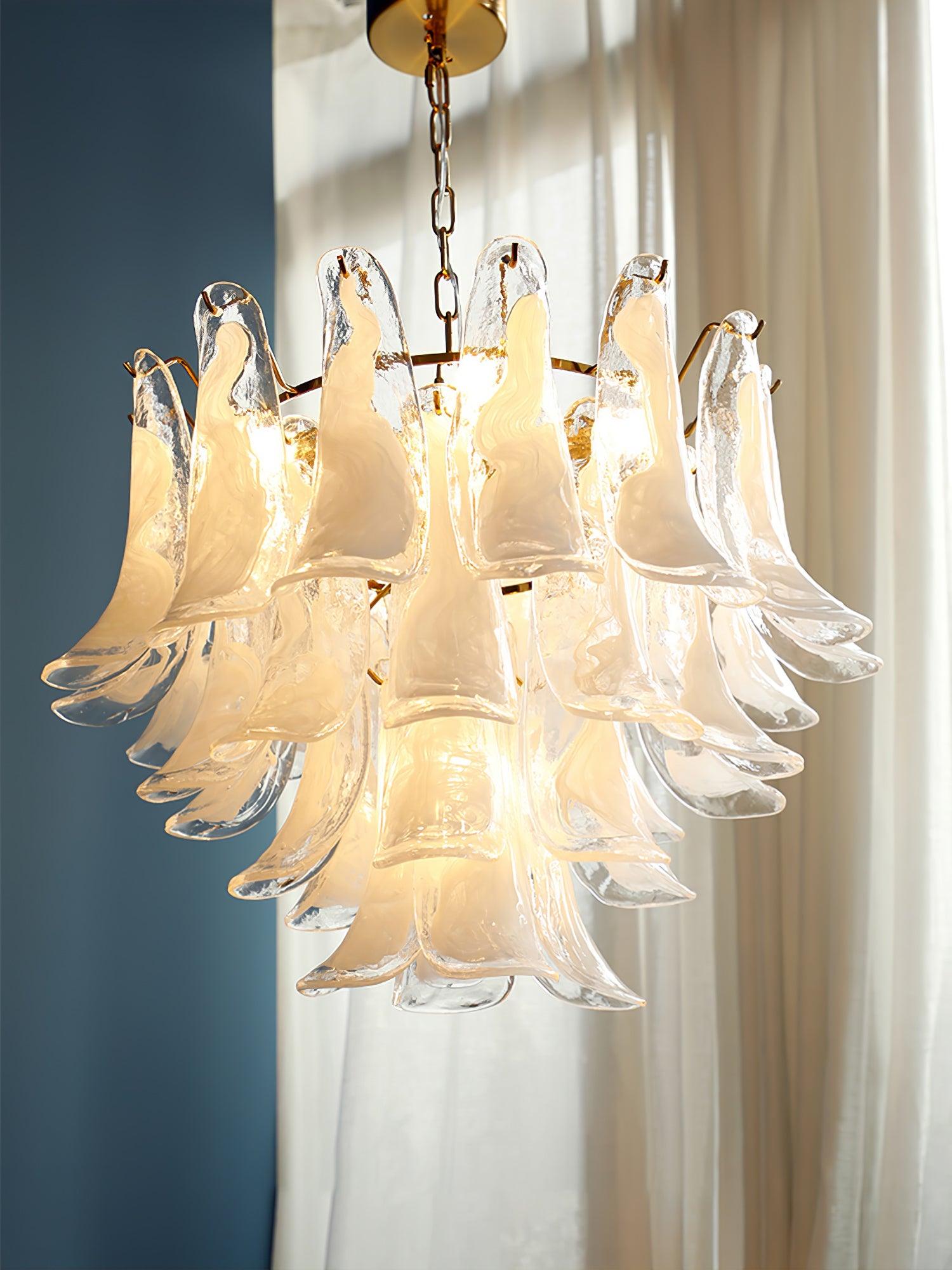 Aurora Chandelier Murano Glass Leaf Golden - Blowlighting