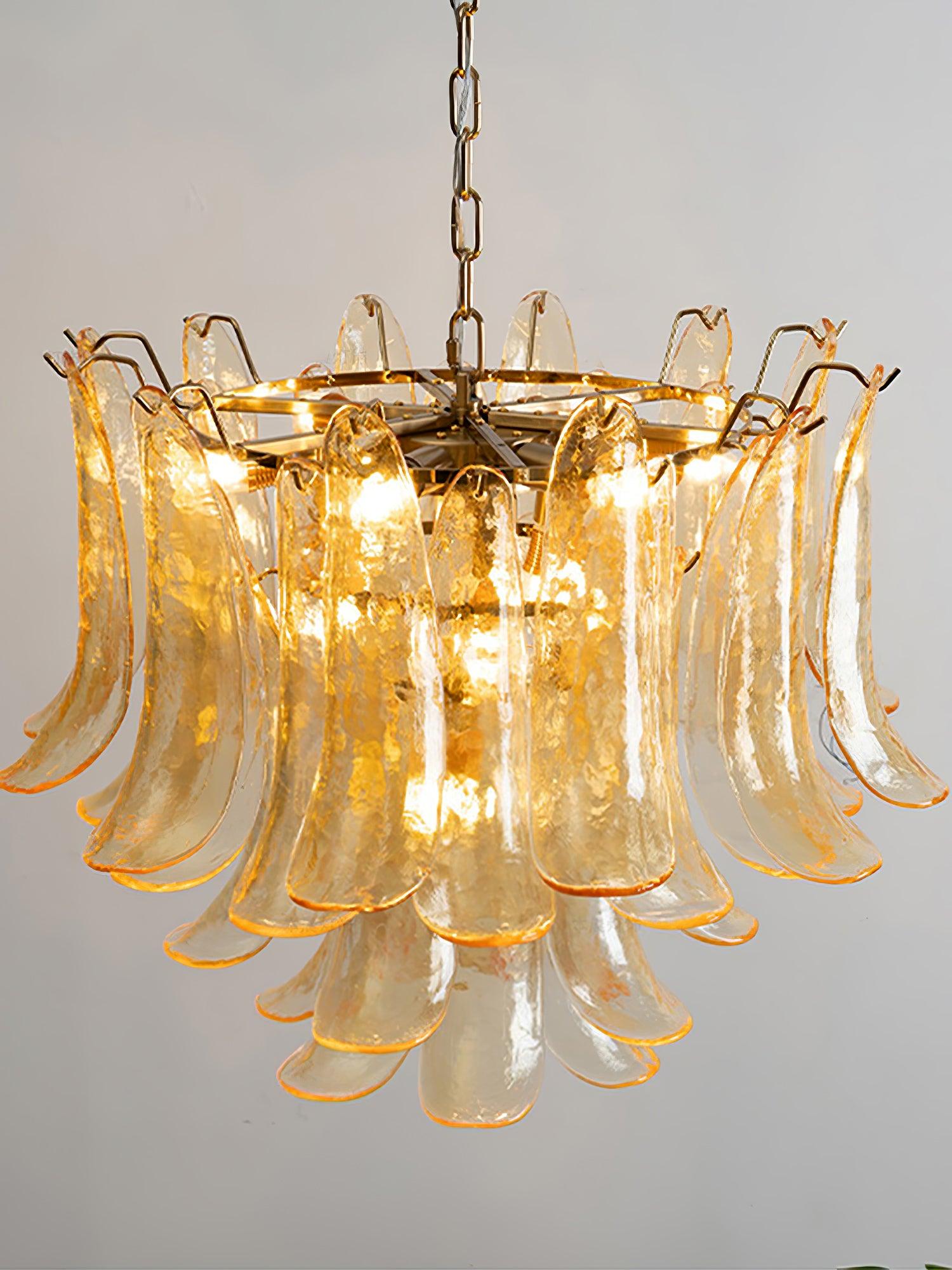 Aurora Chandelier Murano Glass Leaf Golden - Blowlighting