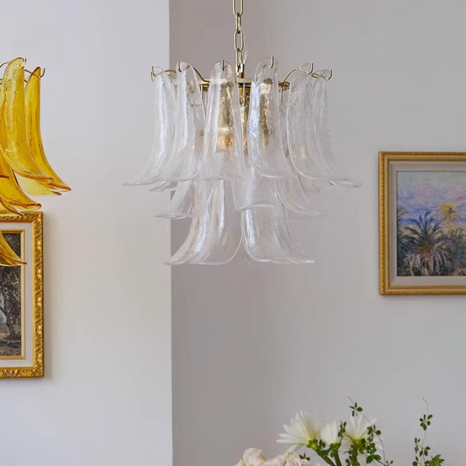 Aurora Chandelier Murano Glass Leaf Golden - Blowlighting
