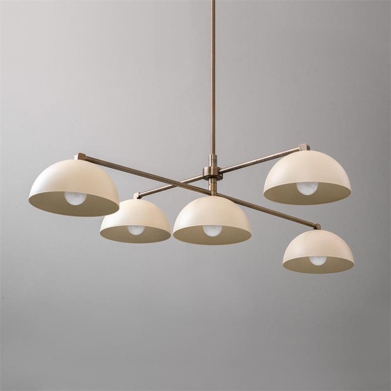 Vosole Vintage Industrial Linear Brass Metal Chandelier - Lamp Copper
