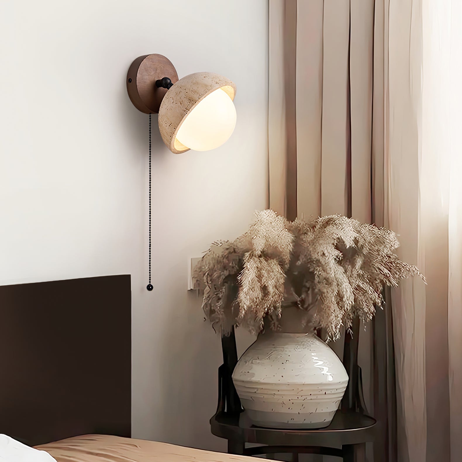 Avtale Arc-Shaped Travertine Wall Light - Neutralighting