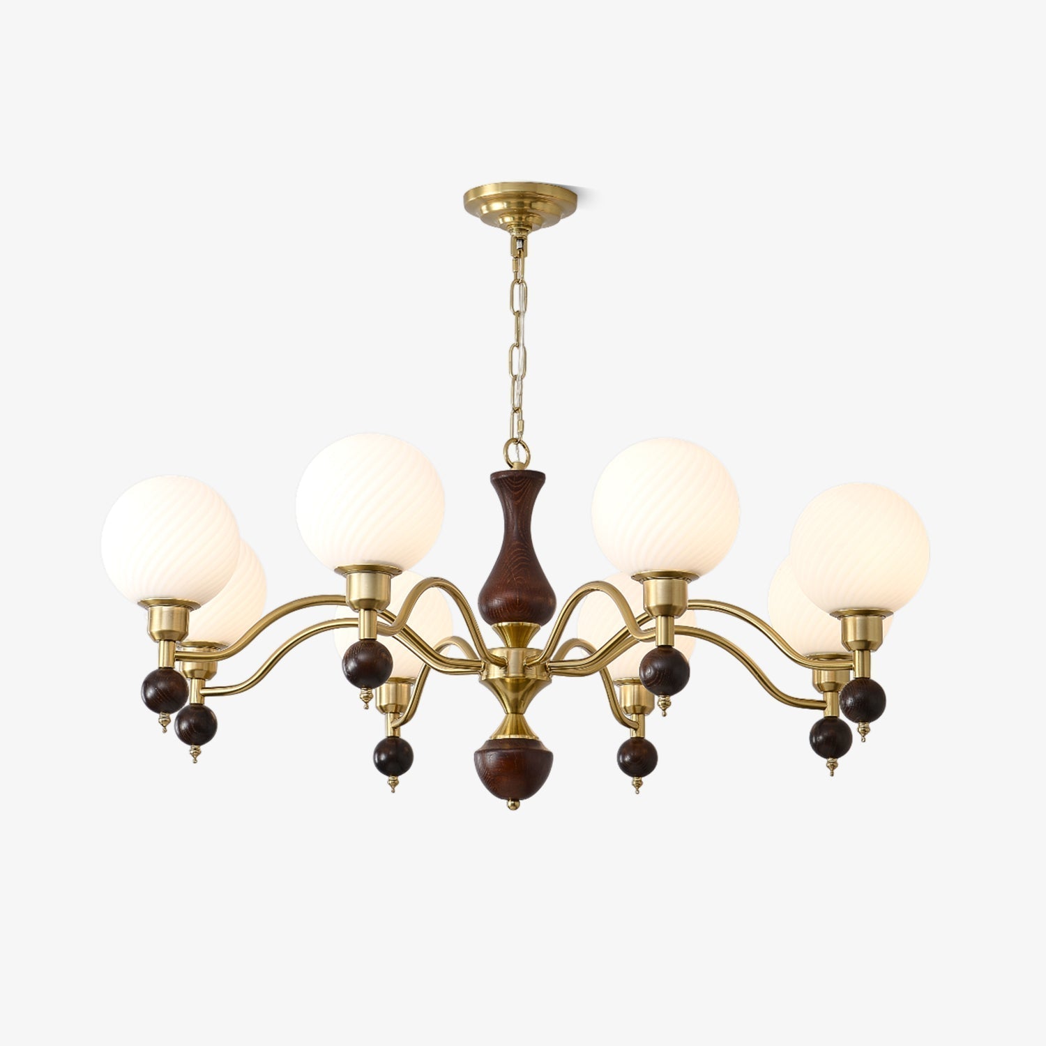 Aurora Globe Orb Walnut Chandelier - Blowlighting