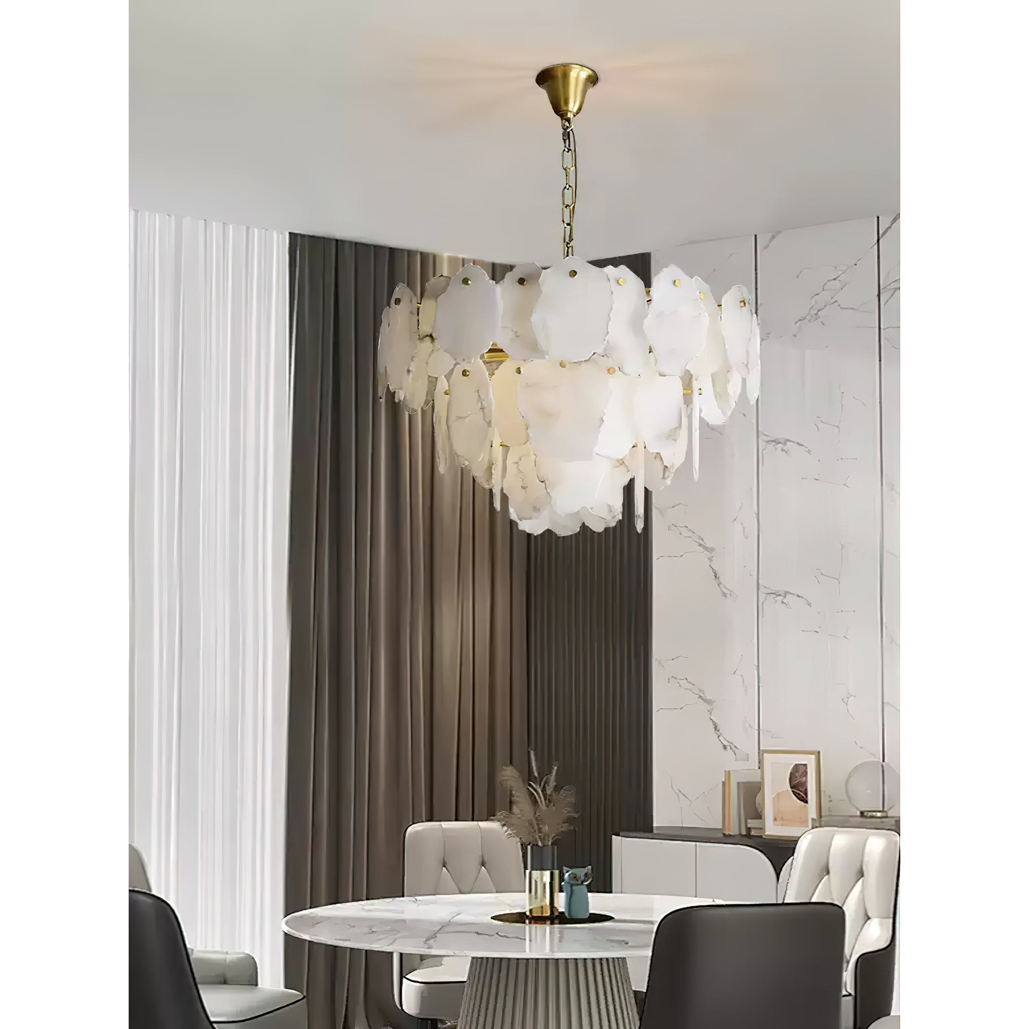 Gloire Individual Creativity Brass Alabaster Chandelier - Lamp Copper