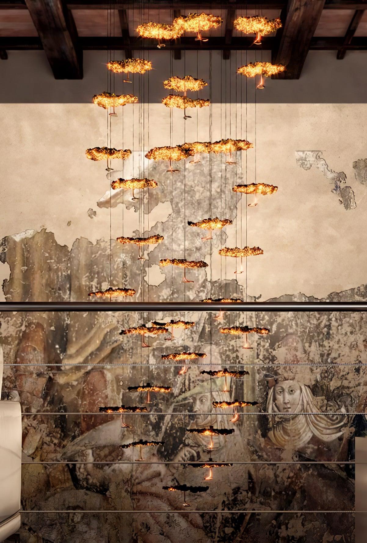 Aureate Cloud Brass Cluster Chandelier - Blowlighting