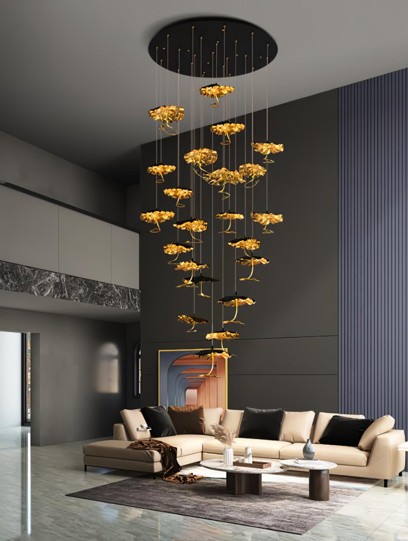 Aureate Cloud Brass Cluster Chandelier - Blowlighting