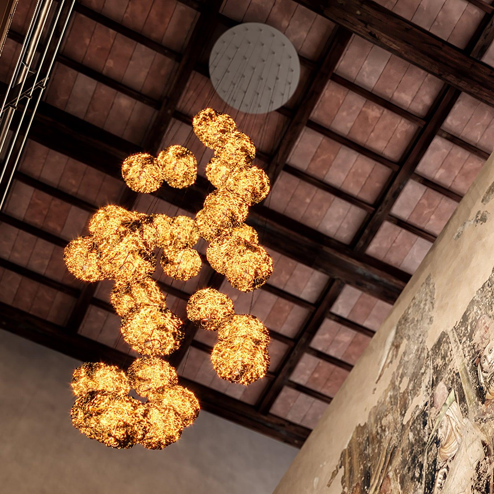 Aureate Cloud Brass Cluster Chandelier - Blowlighting