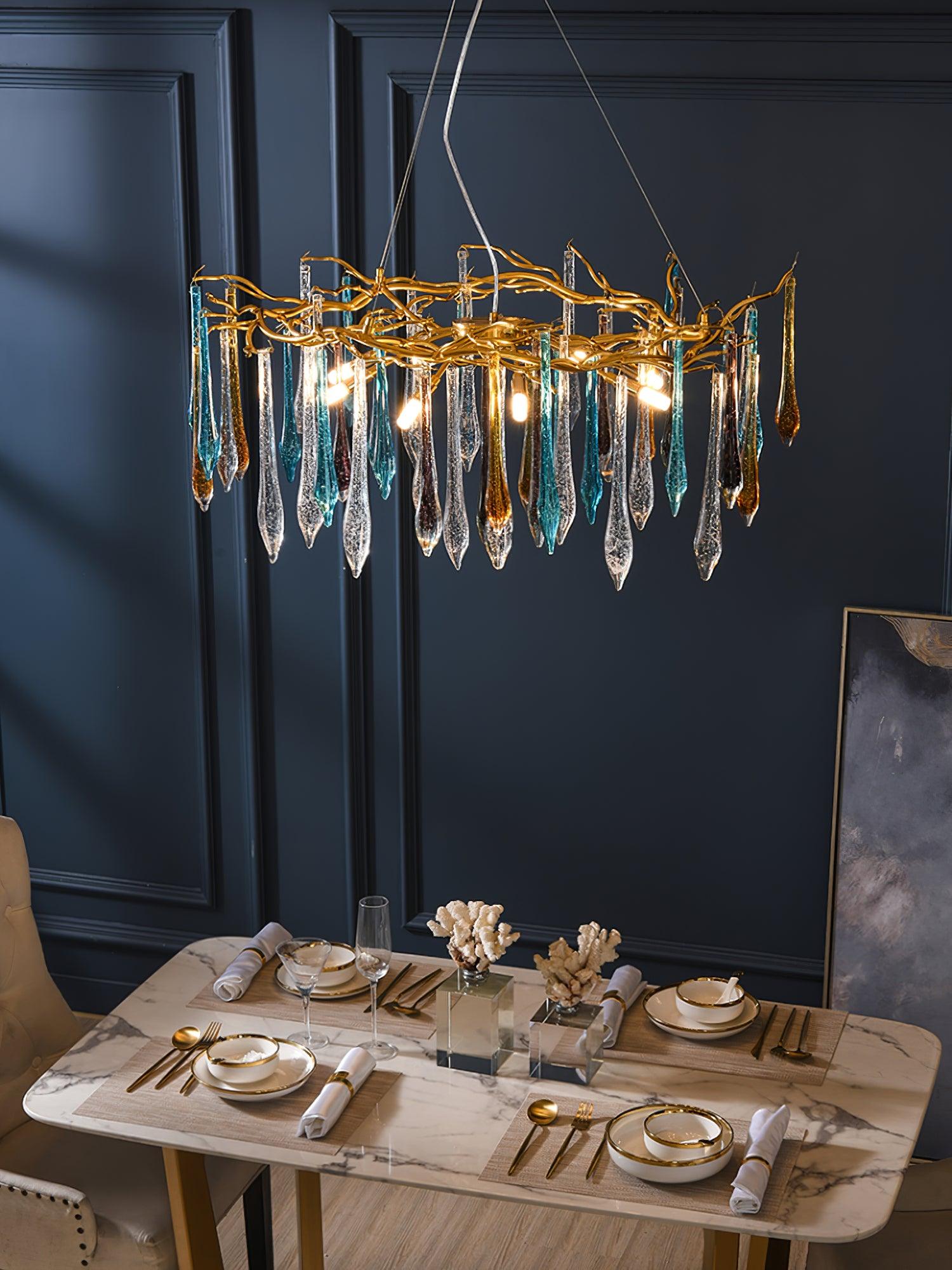 Aurora Chandelier Teardrop Glass Luxe - Blowlighting