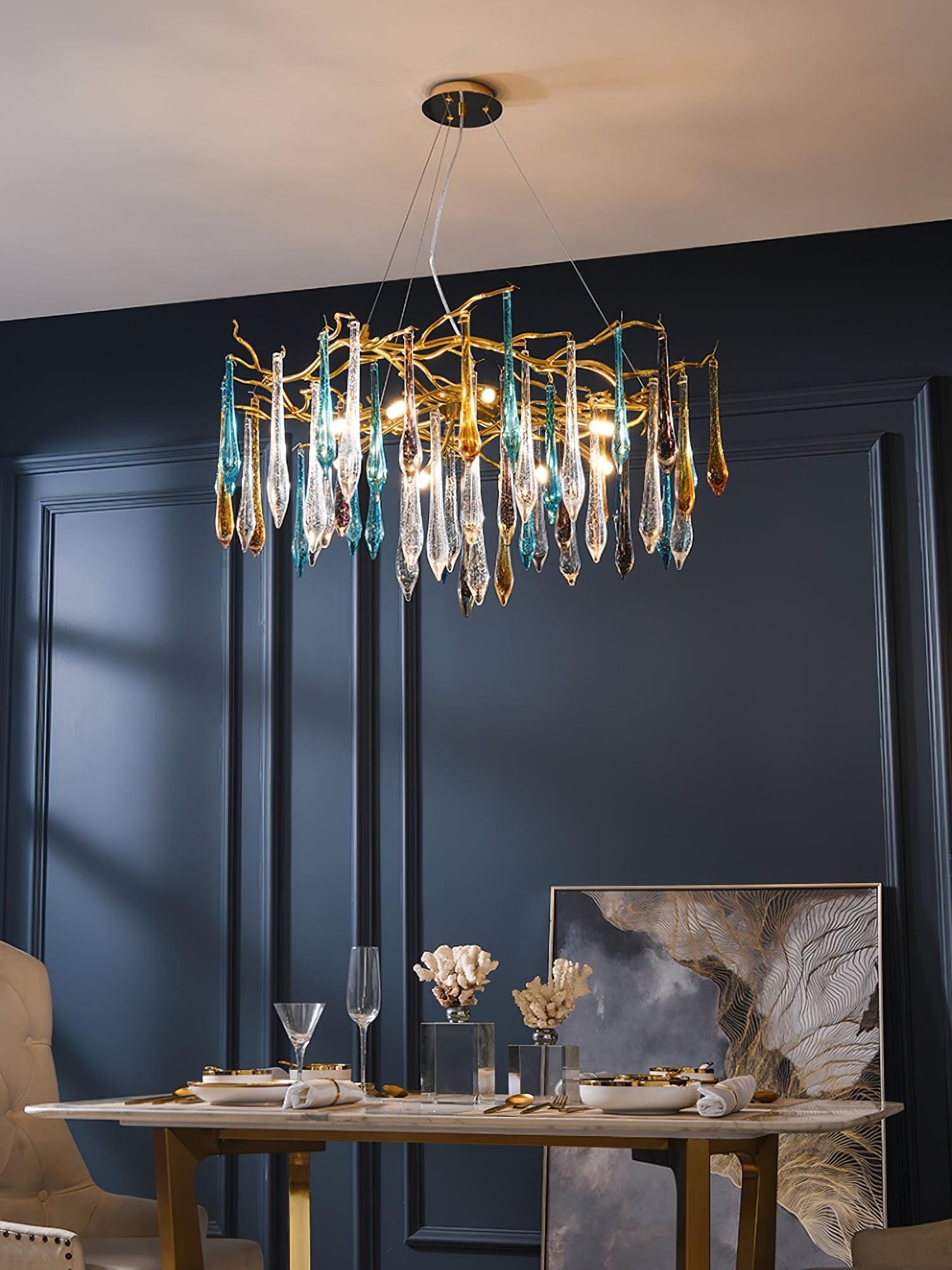 Aurora Chandelier Teardrop Glass Luxe - Blowlighting