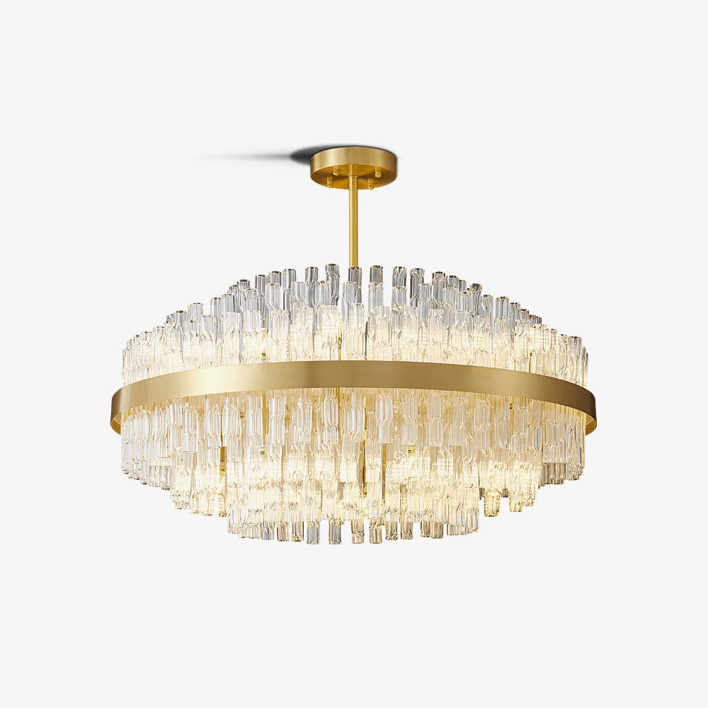 Gold & Clear Rod Chandelier - Blowlighting