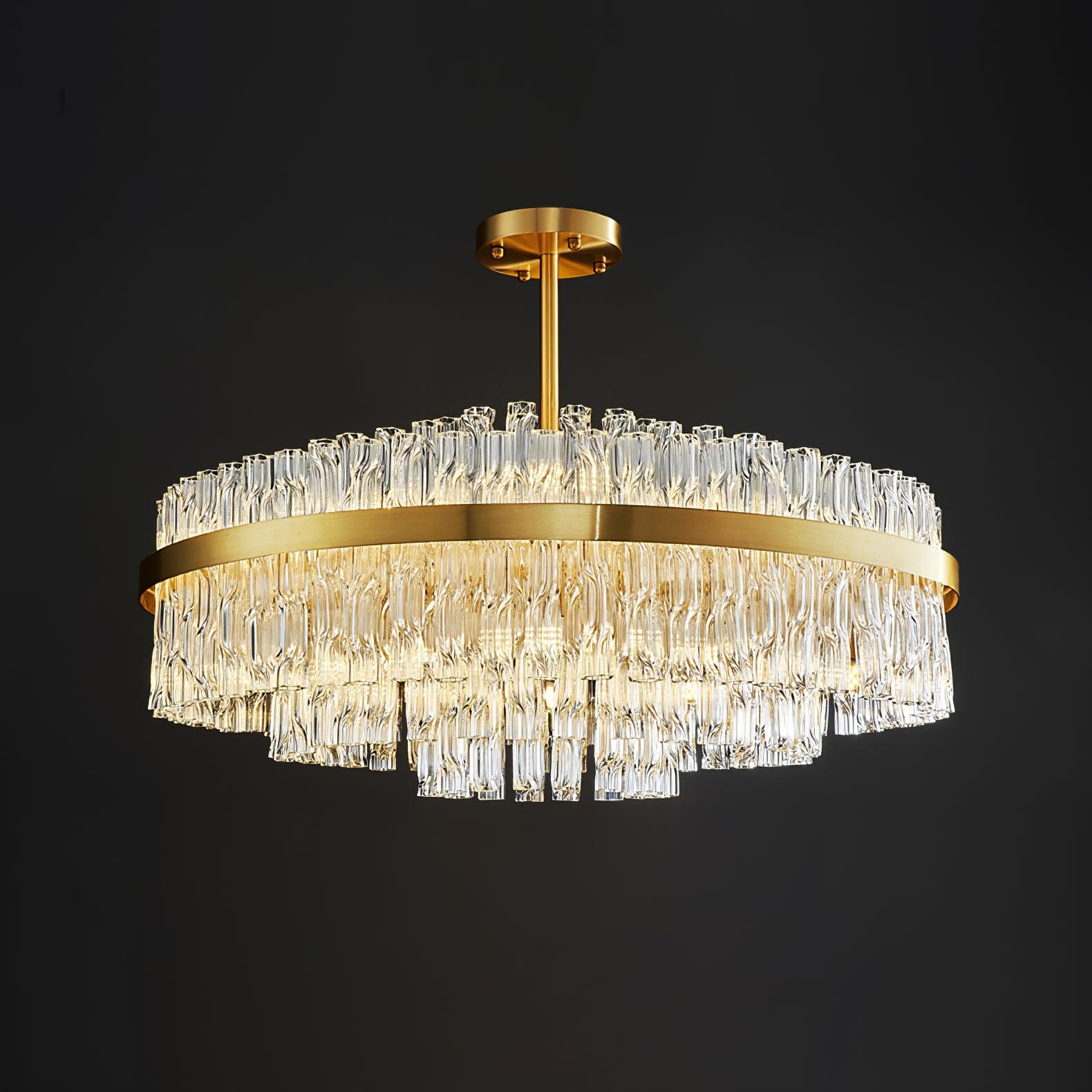 Gold & Clear Rod Chandelier - Blowlighting