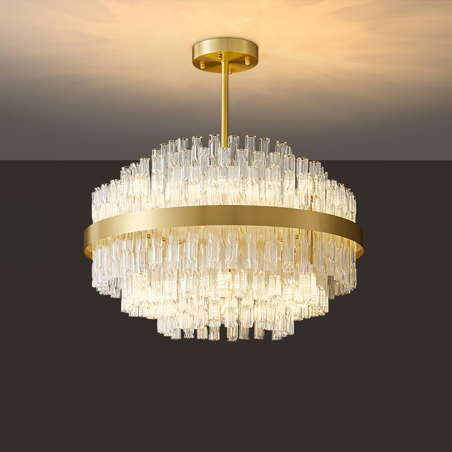 Gold & Clear Rod Chandelier - Blowlighting