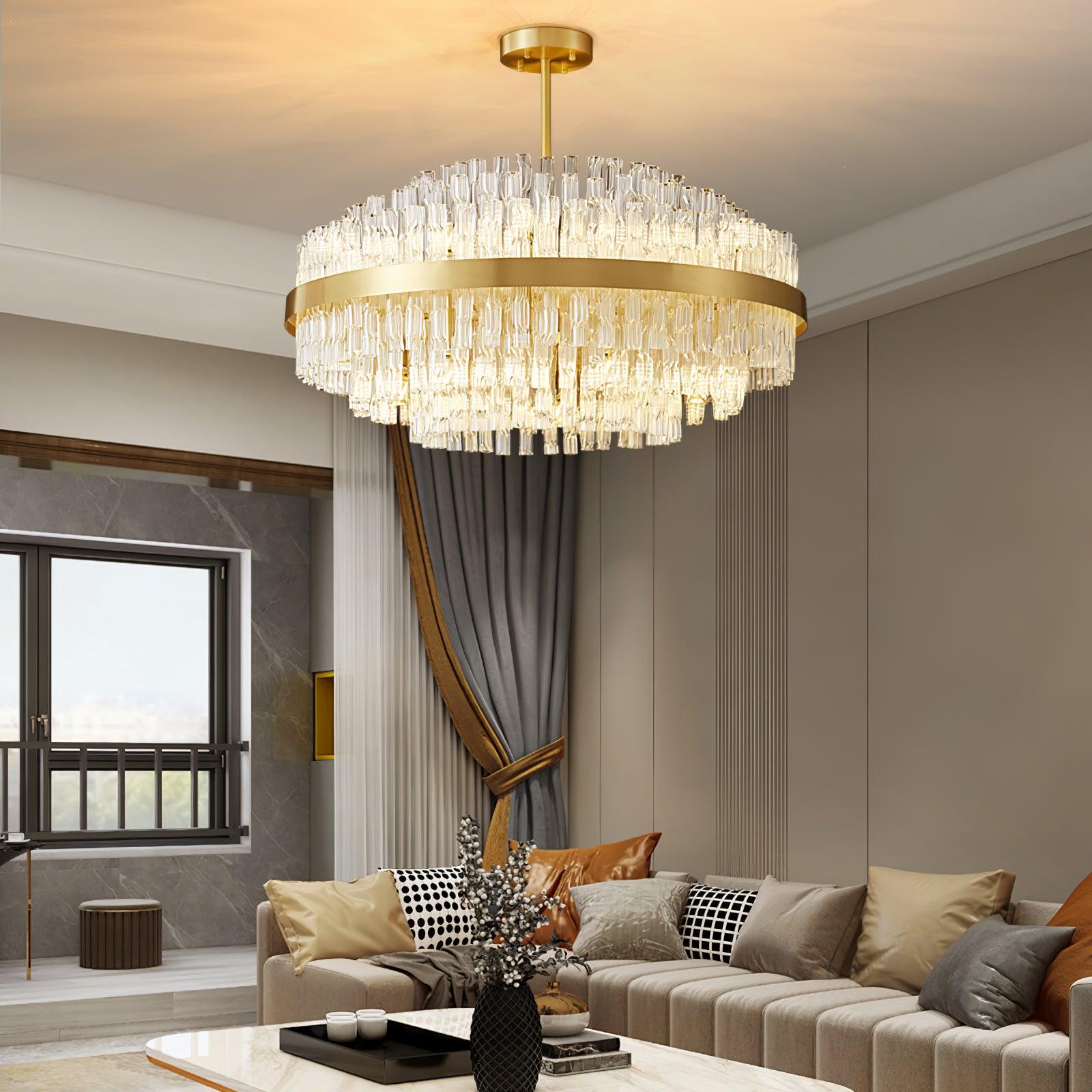 Gold & Clear Rod Chandelier - Blowlighting