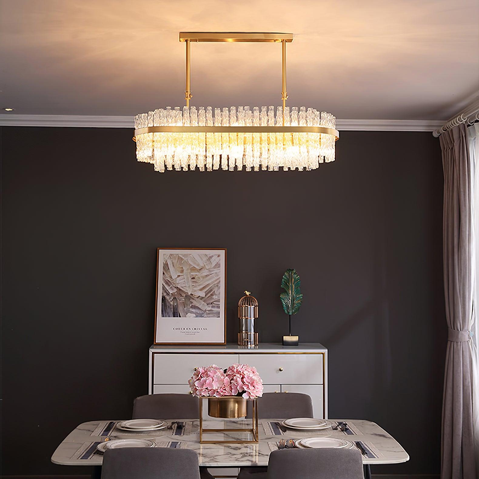Gold & Clear Rod Chandelier - Blowlighting