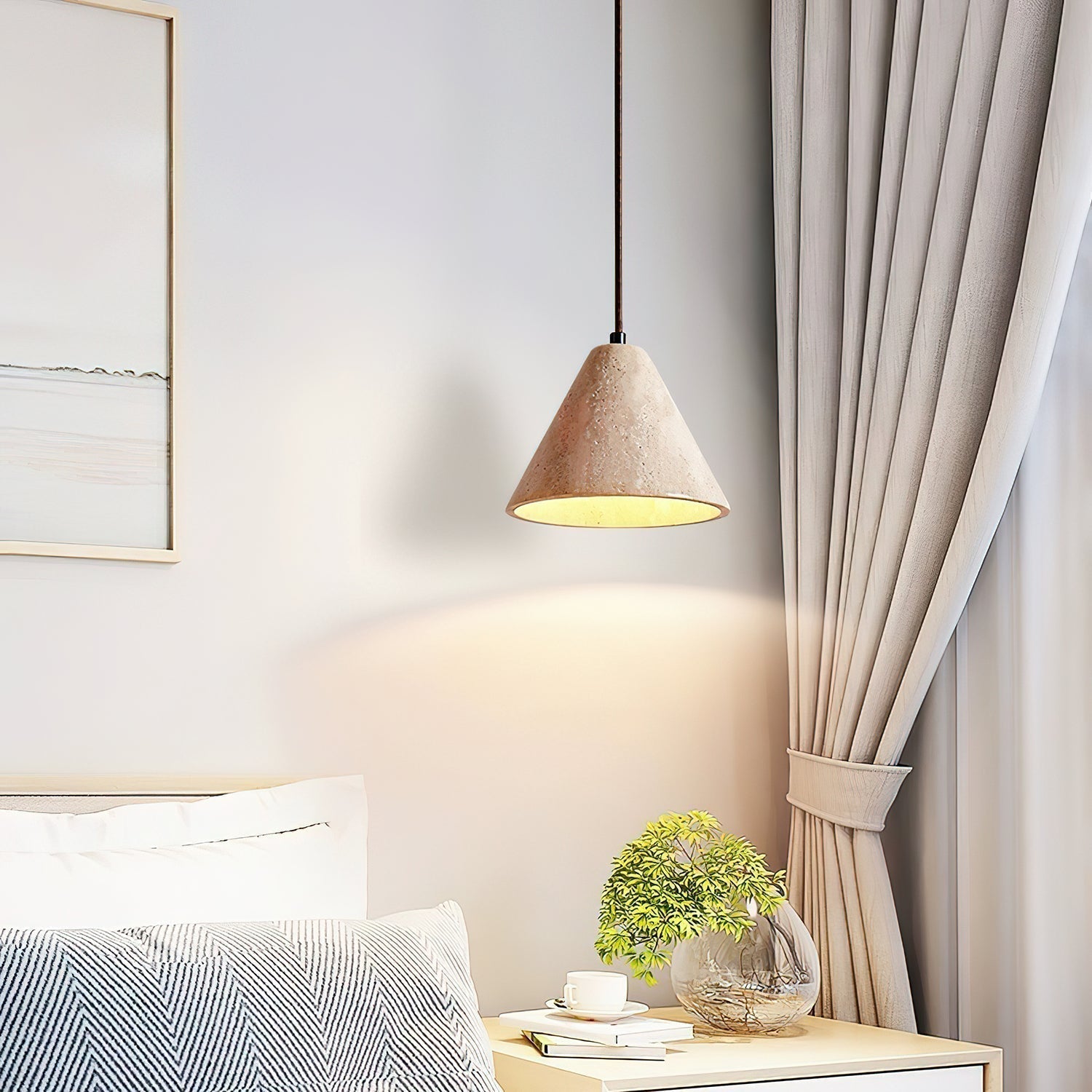 Cezoriel Conical Travertine Pendant Light - Neutralighting