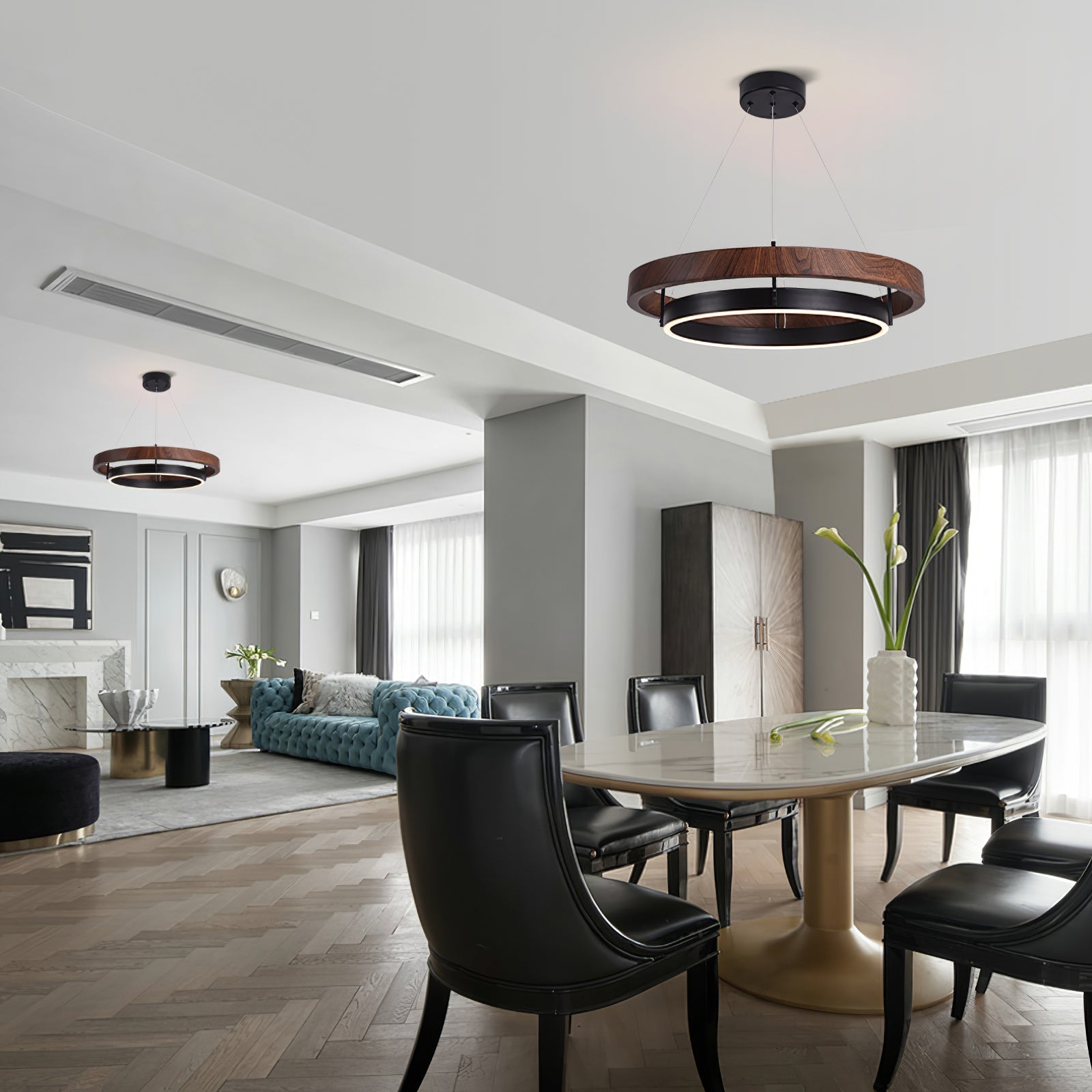 Muto Lampadario ad Anello in Legno