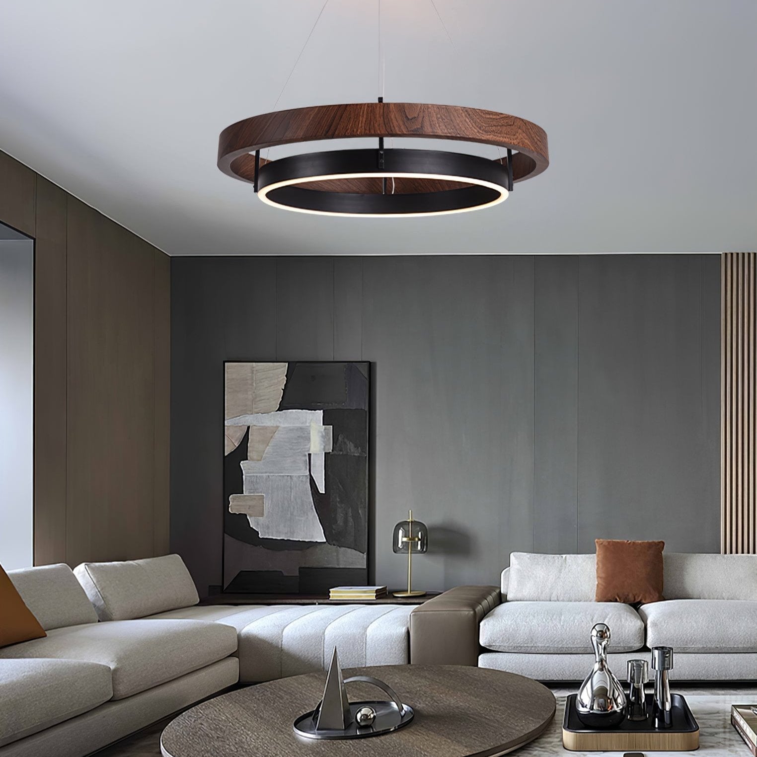 Muto Lampadario ad Anello in Legno