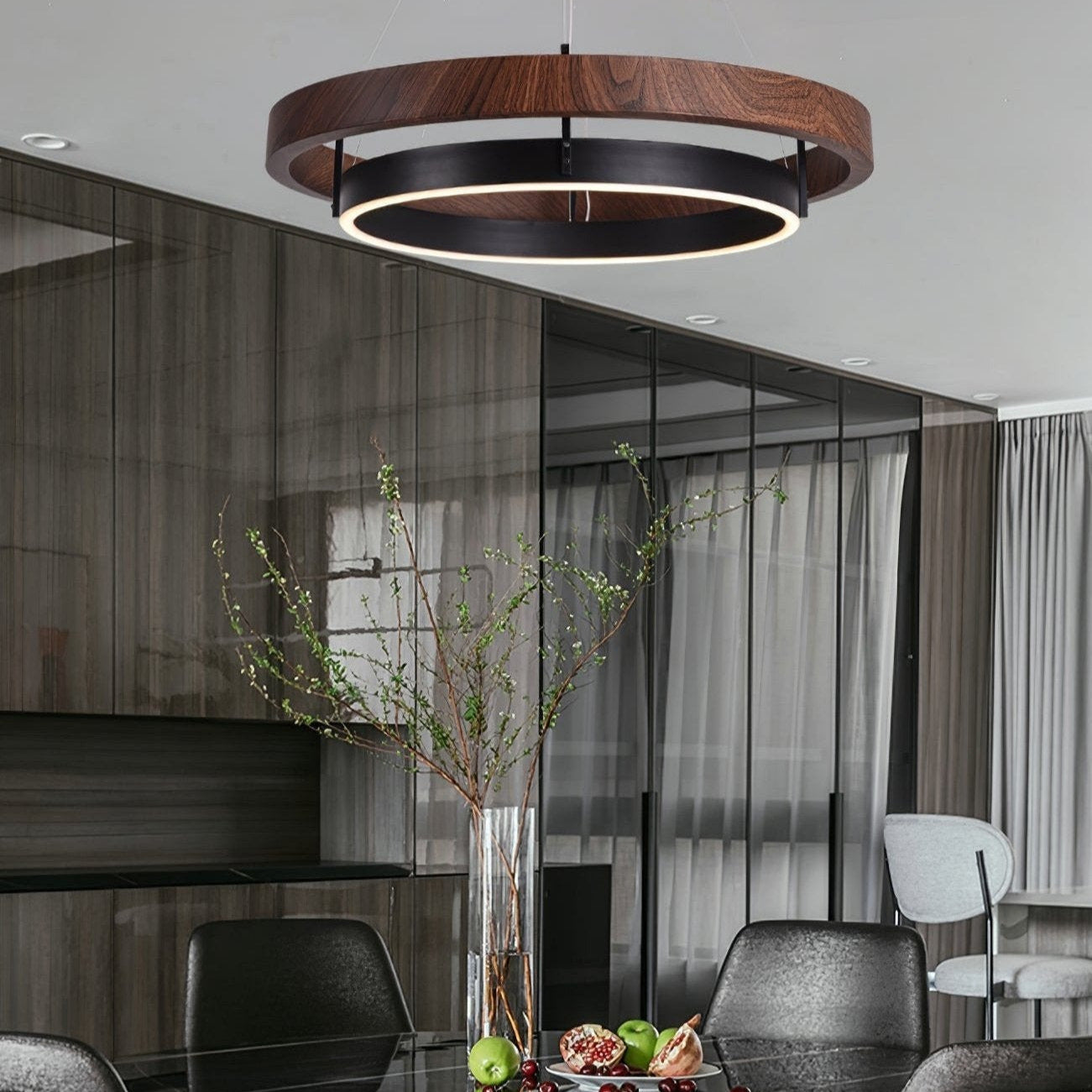 Muto Lampadario ad Anello in Legno