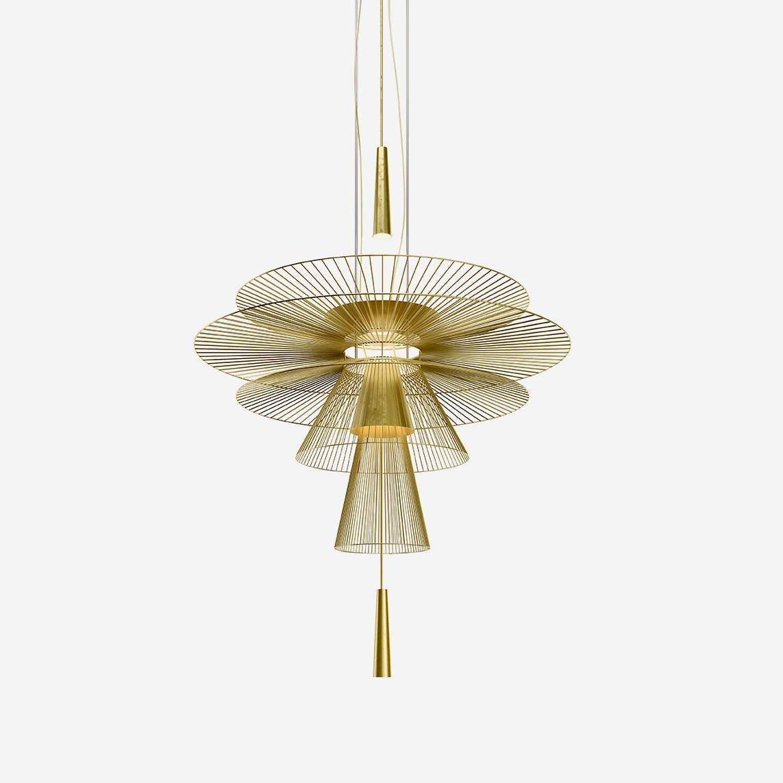 Chandelier Sculptural Layered Wire Frame Statement Bold Modern Centerpiece - Letslighting