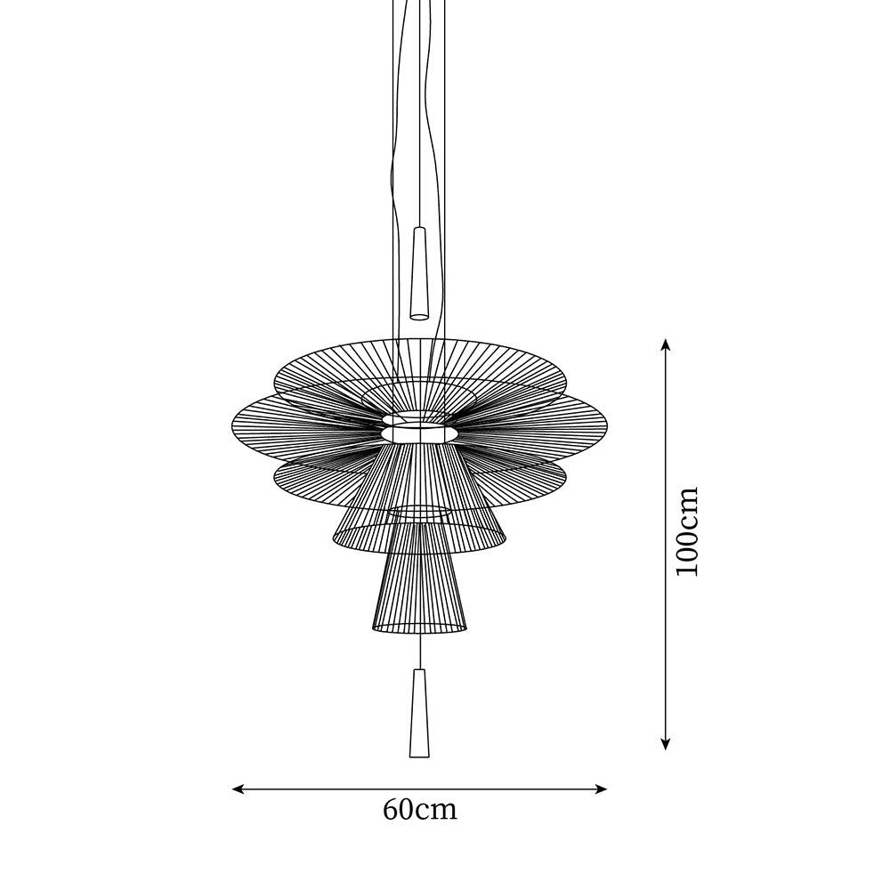 Chandelier Sculptural Layered Wire Frame Statement Bold Modern Centerpiece - Letslighting