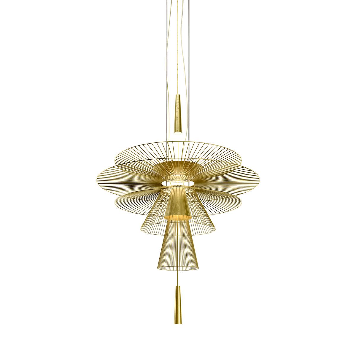 Chandelier Sculptural Layered Wire Frame Statement Bold Modern Centerpiece - Letslighting