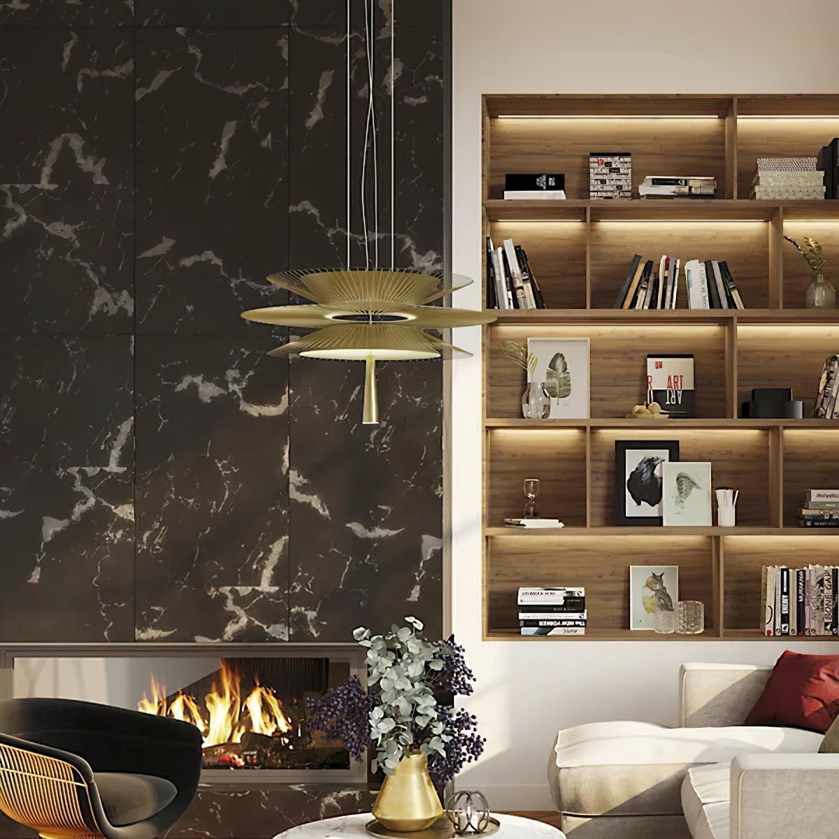 Chandelier Sculptural Layered Wire Frame Statement Bold Modern Centerpiece - Letslighting
