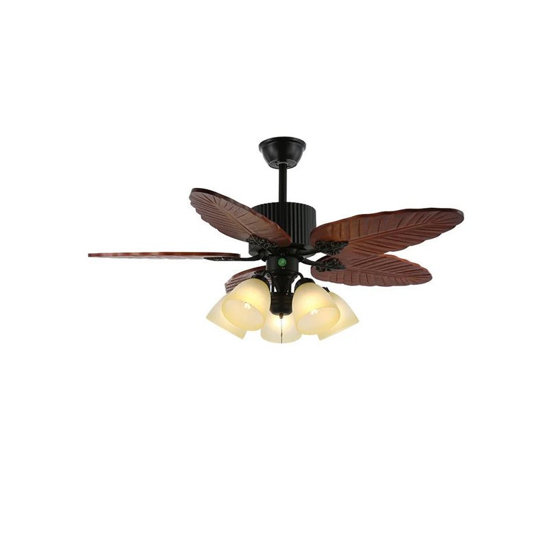 Ventilatore da Soffitto Virella Tropicale in Legno e Vetro con Luce