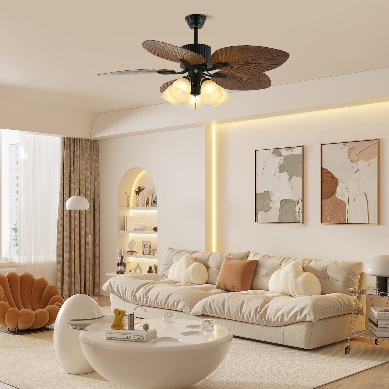 Ventilatore da Soffitto Tropicale Virella con pale in legno