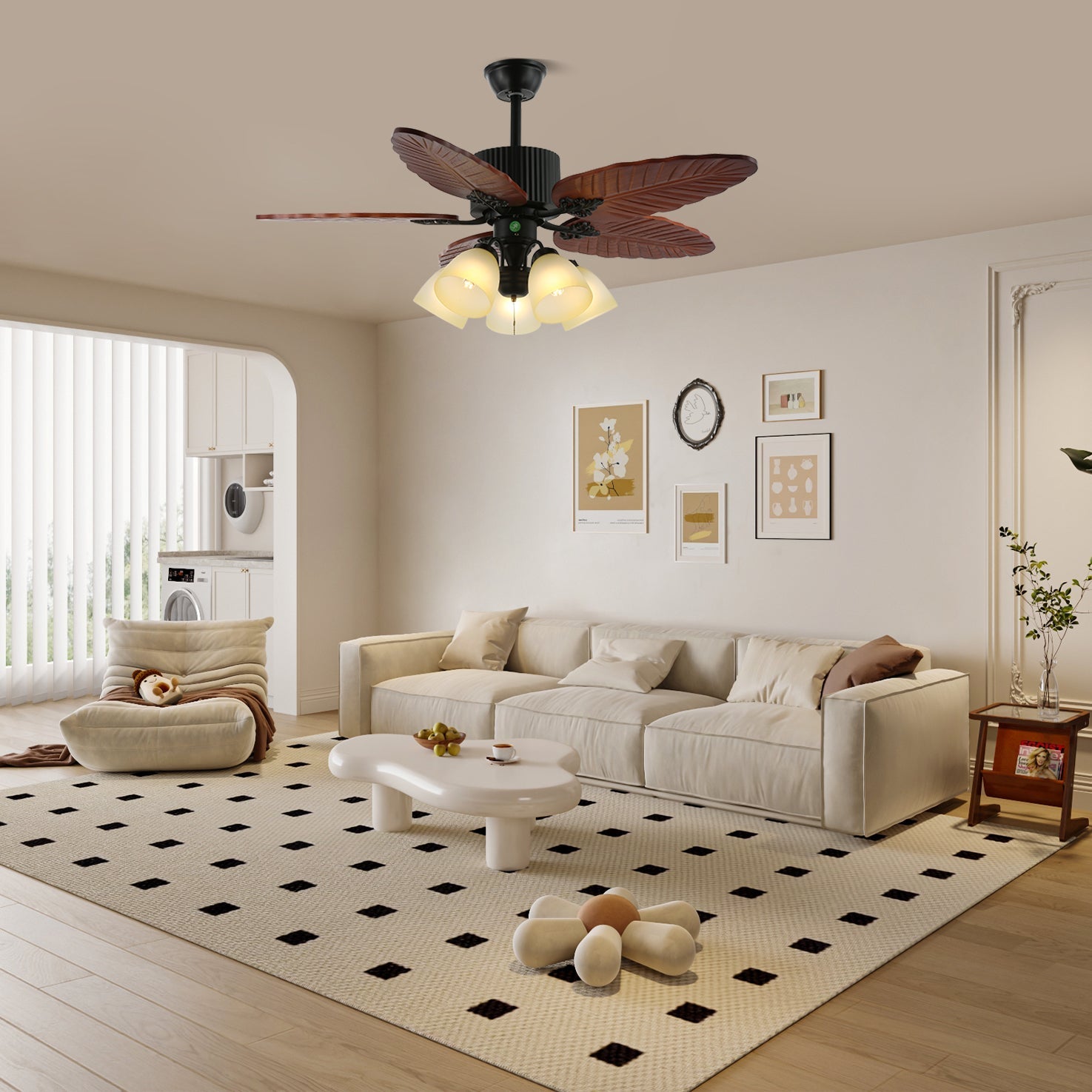 Ventilatore da Soffitto Alistair con pale in legno e illuminazione integrata
