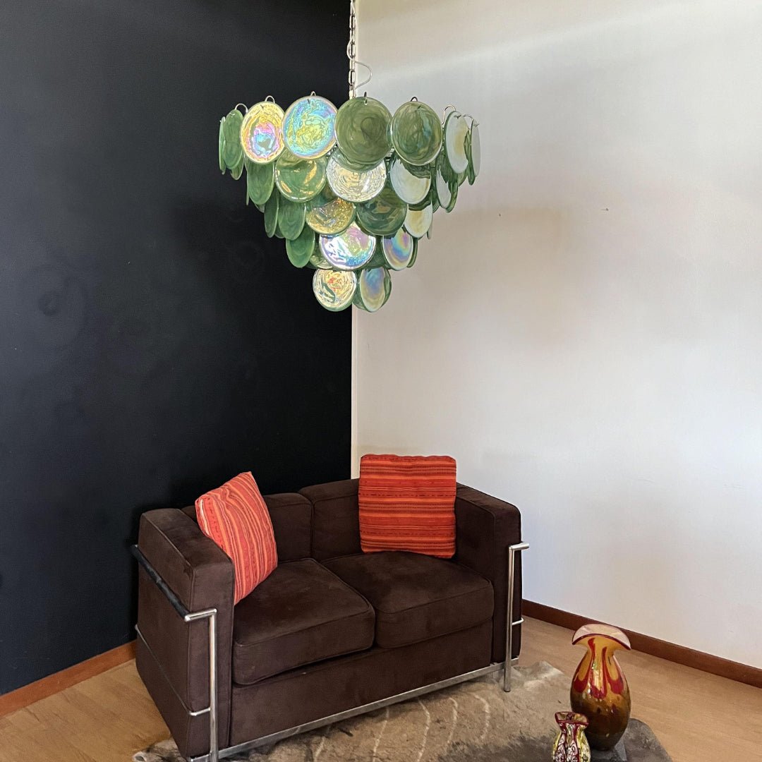 Aurora Chandelier Green Murano Glass Disc - Neutralighting