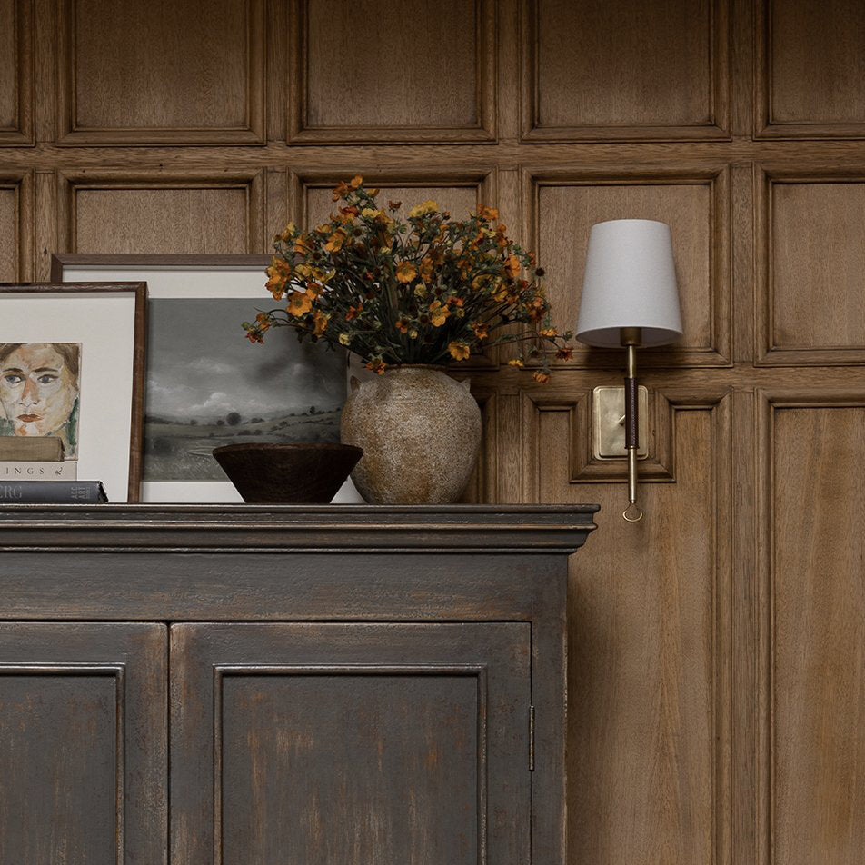 Osilan Vintage Staggered Tail Brass Fabric Sconce Wall Lamp - Lamp Copper