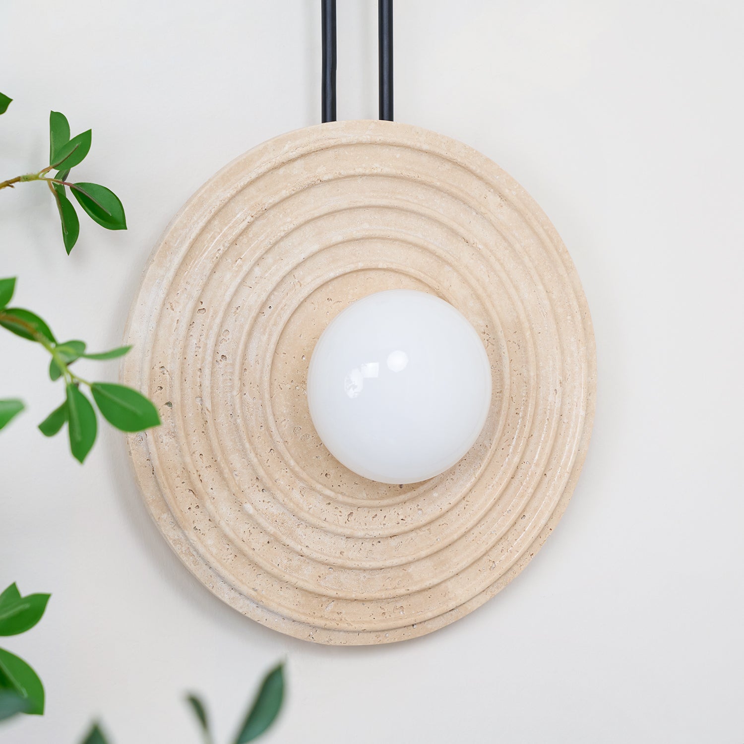 Isoror Spiral-Ring Travertine Wall Light - Neutralighting