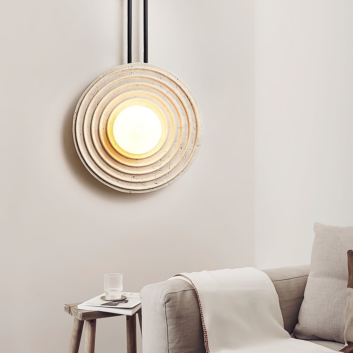 Isoror Spiral-Ring Travertine Wall Light - Neutralighting