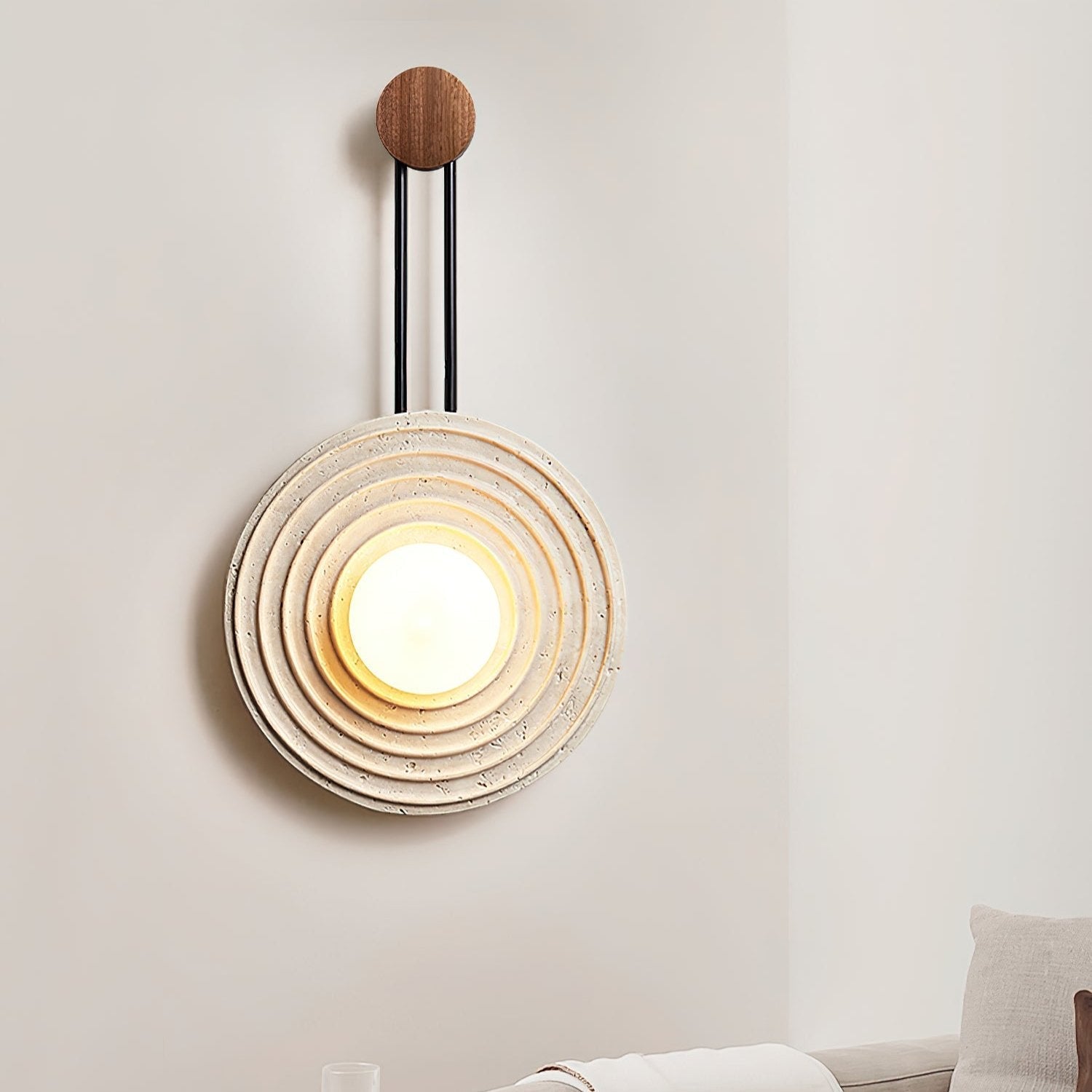 Isoror Spiral-Ring Travertine Wall Light - Neutralighting