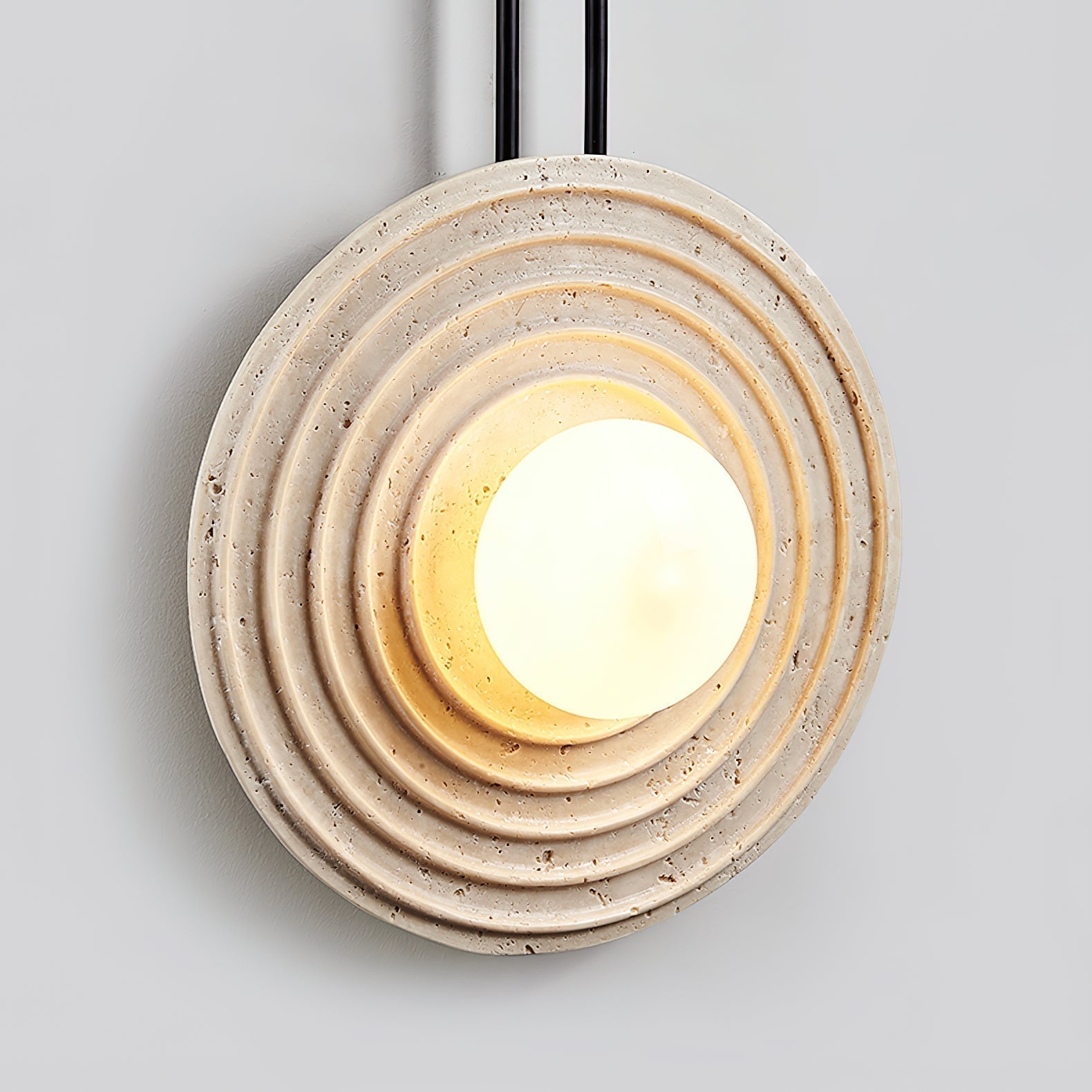 Isoror Spiral-Ring Travertine Wall Light - Neutralighting