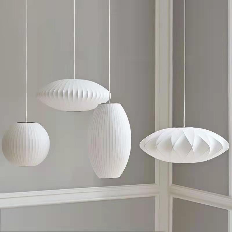 Ritta Design LED Lampada a Sospensione Seta Artificiale Bianco