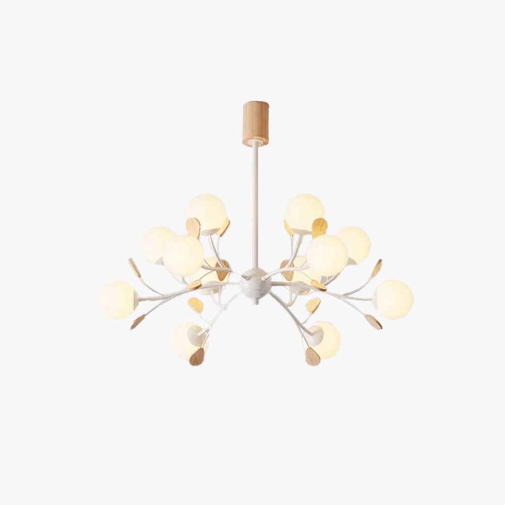 Valentina Moderno Metallo Legno Vetro Lux Lampadario Bianco Camera da letto