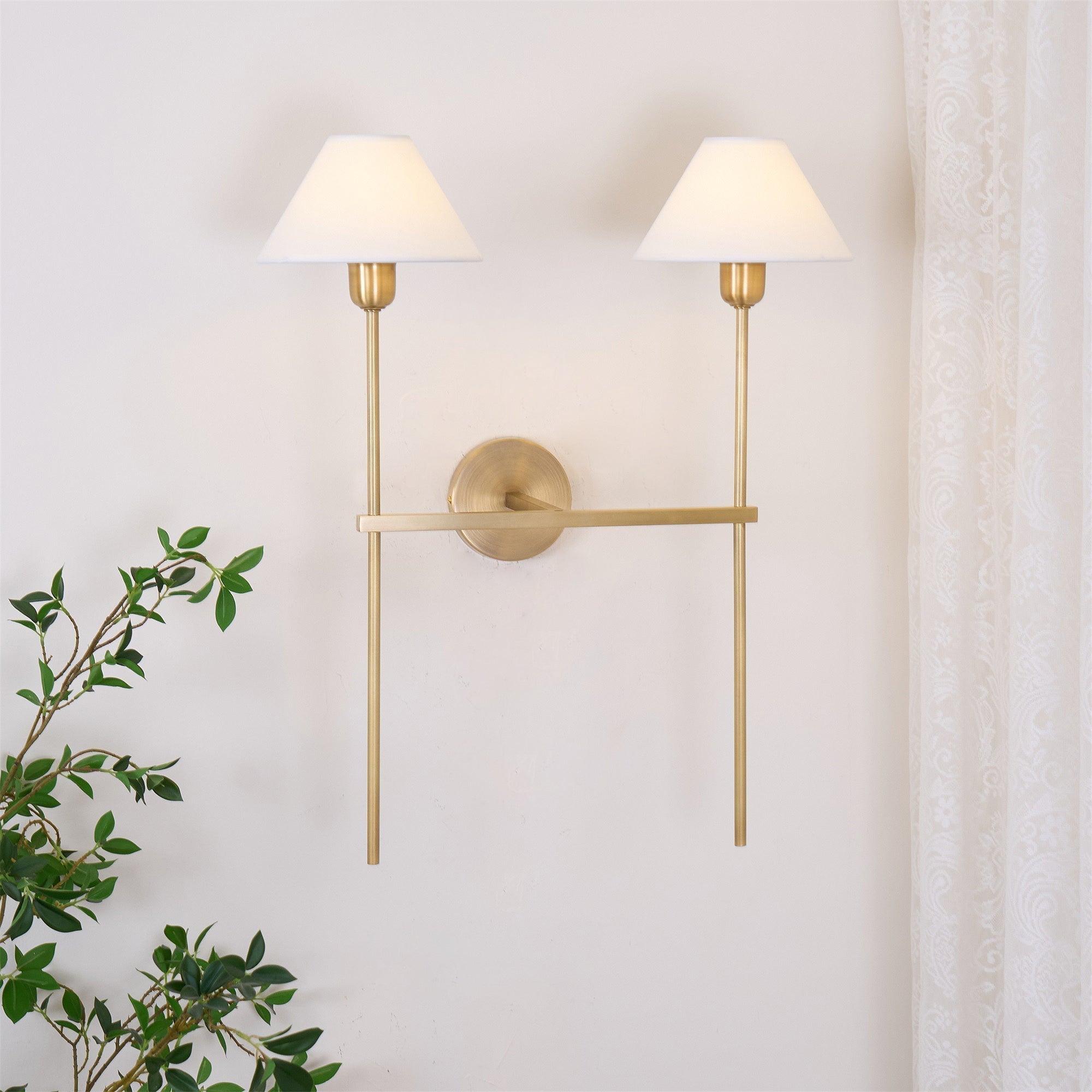 Zosilara Vintage Industrial Brass Fabric Sconce Wall Lamp - Lamp Copper