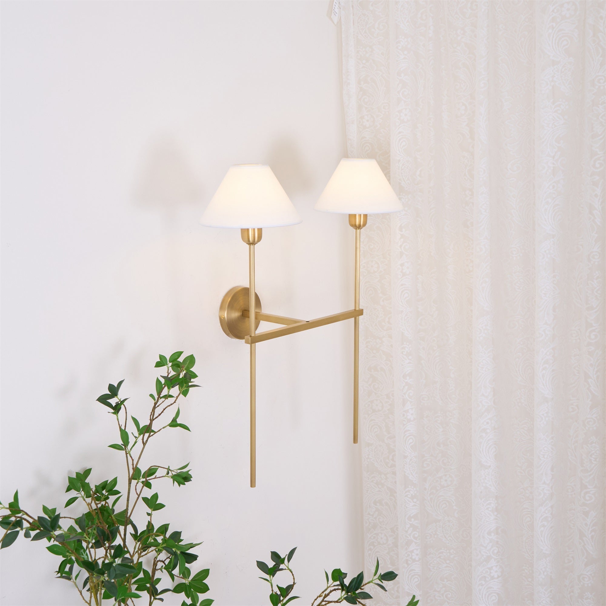 Zosilara Vintage Industrial Brass Fabric Sconce Wall Lamp - Lamp Copper