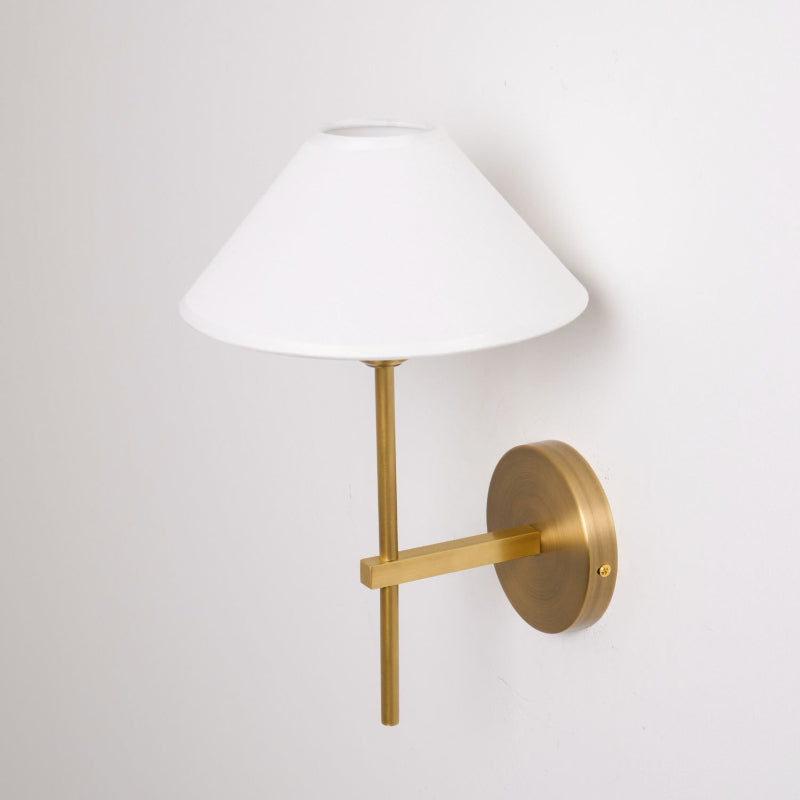 Silva Applique da Parete con Paralume a Cono Bianco in Tessuto