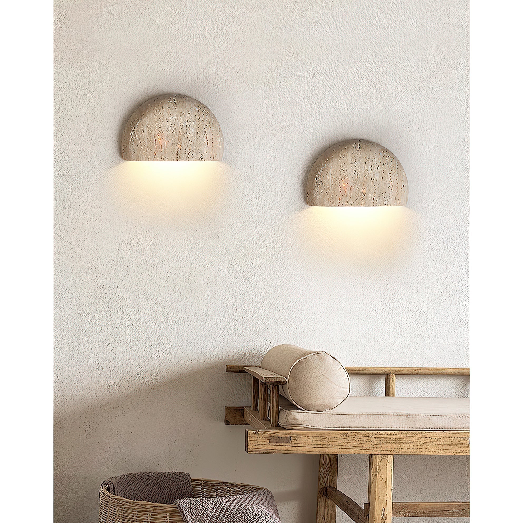Cuvenarae Modern Minimalist Moon Travertine Wall Lamp - Lamp Copper