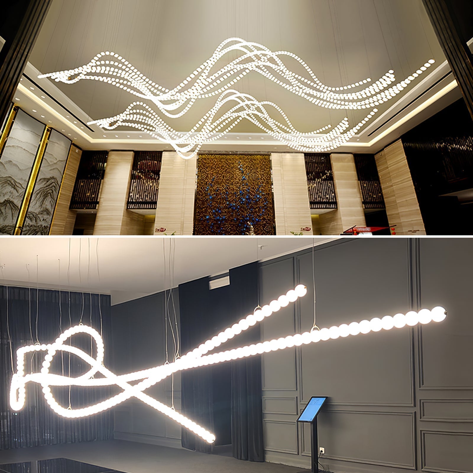PearlCascade Glass Bead Chandelier - Blowlighting