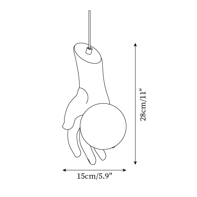 Pendant Light Hand Sculpture Wood Grip Globe - Letslighting