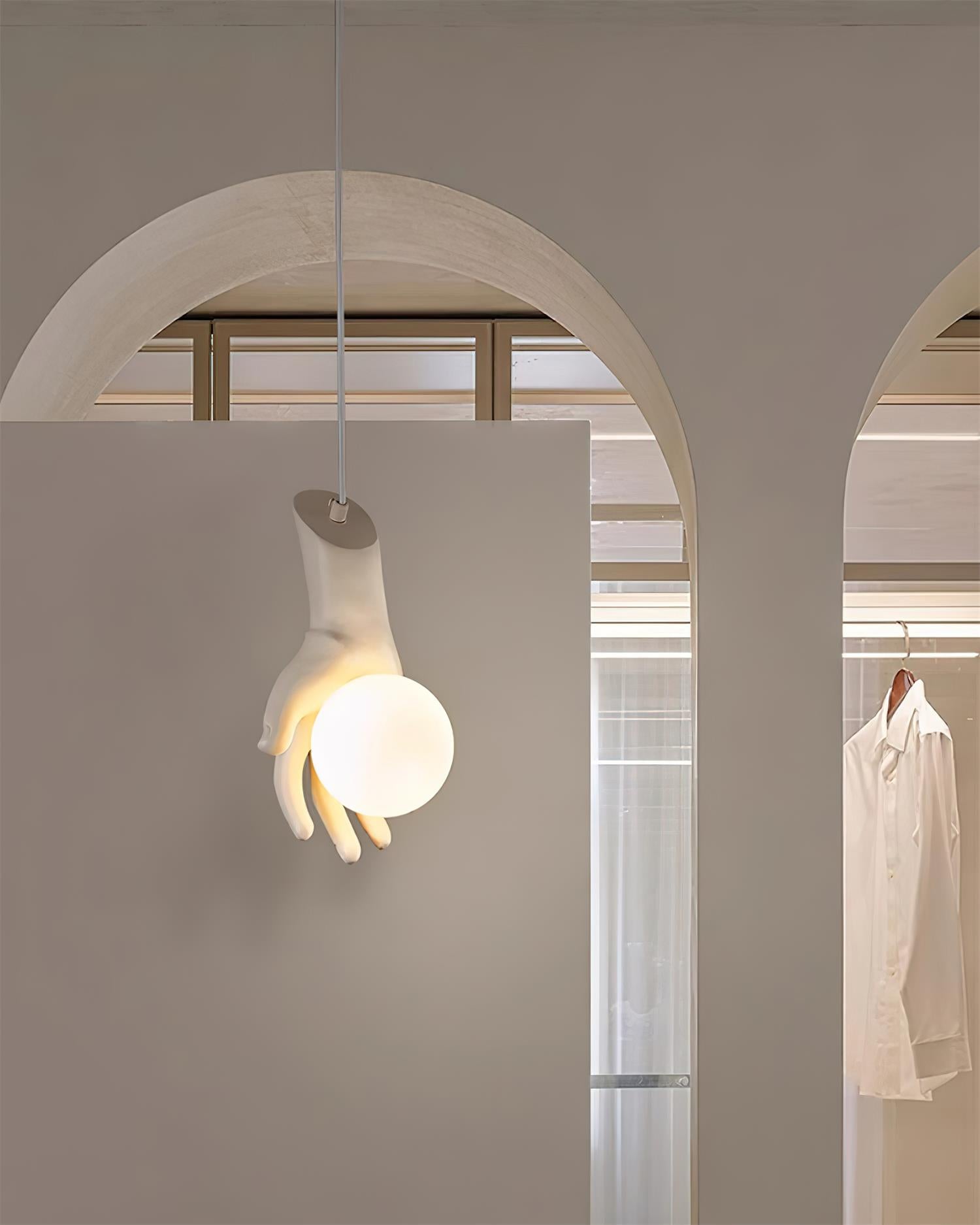 Pendant Light Hand Sculpture Wood Grip Globe - Letslighting