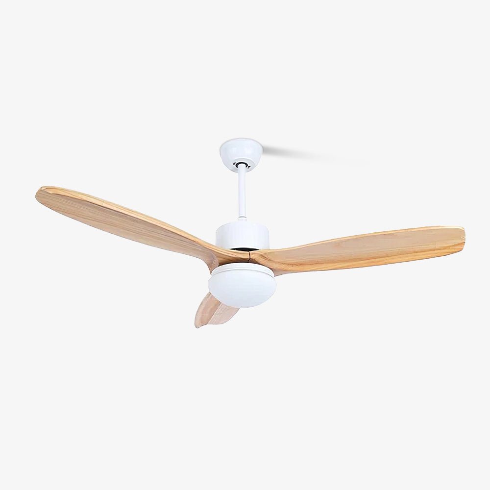 Ventilatore da soffitto con luce Brivel Elegance Naturale con pale in legno.