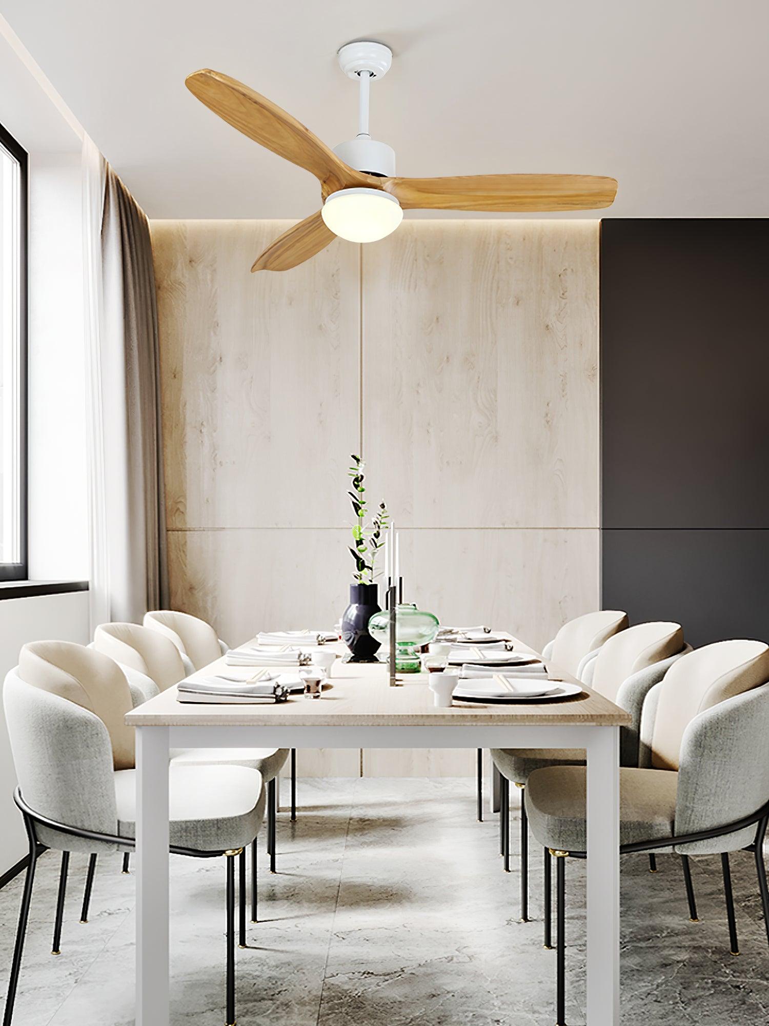 Ventilatore con luce Brivel con pale in movimento.